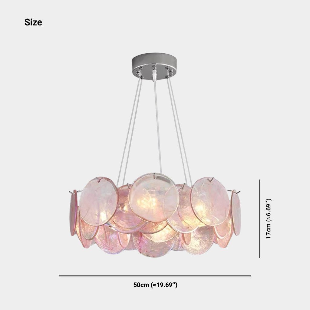 Murano Glass Disc Chandelier, Pink / Green - Pink6 Lights: L90cm*W20cm*H17cm / L35.43" x W7.87" xH6.69"Blushlighting