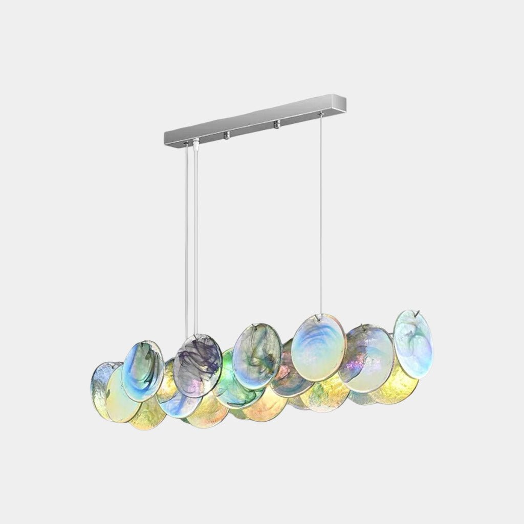 Murano Glass Disc Chandelier, Pink / Green - Green6 Lights: L90cm*W20cm*H17cm / L35.43" x W7.87" xH6.69"Blushlighting