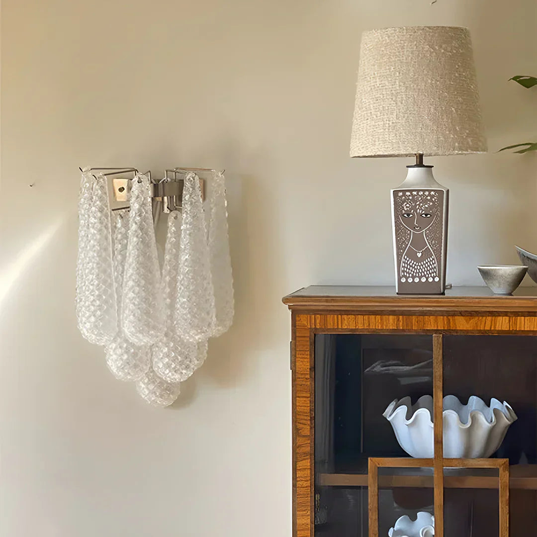 Murano Petals White Wall Light 13.4"-Wall Light-Blushlighting