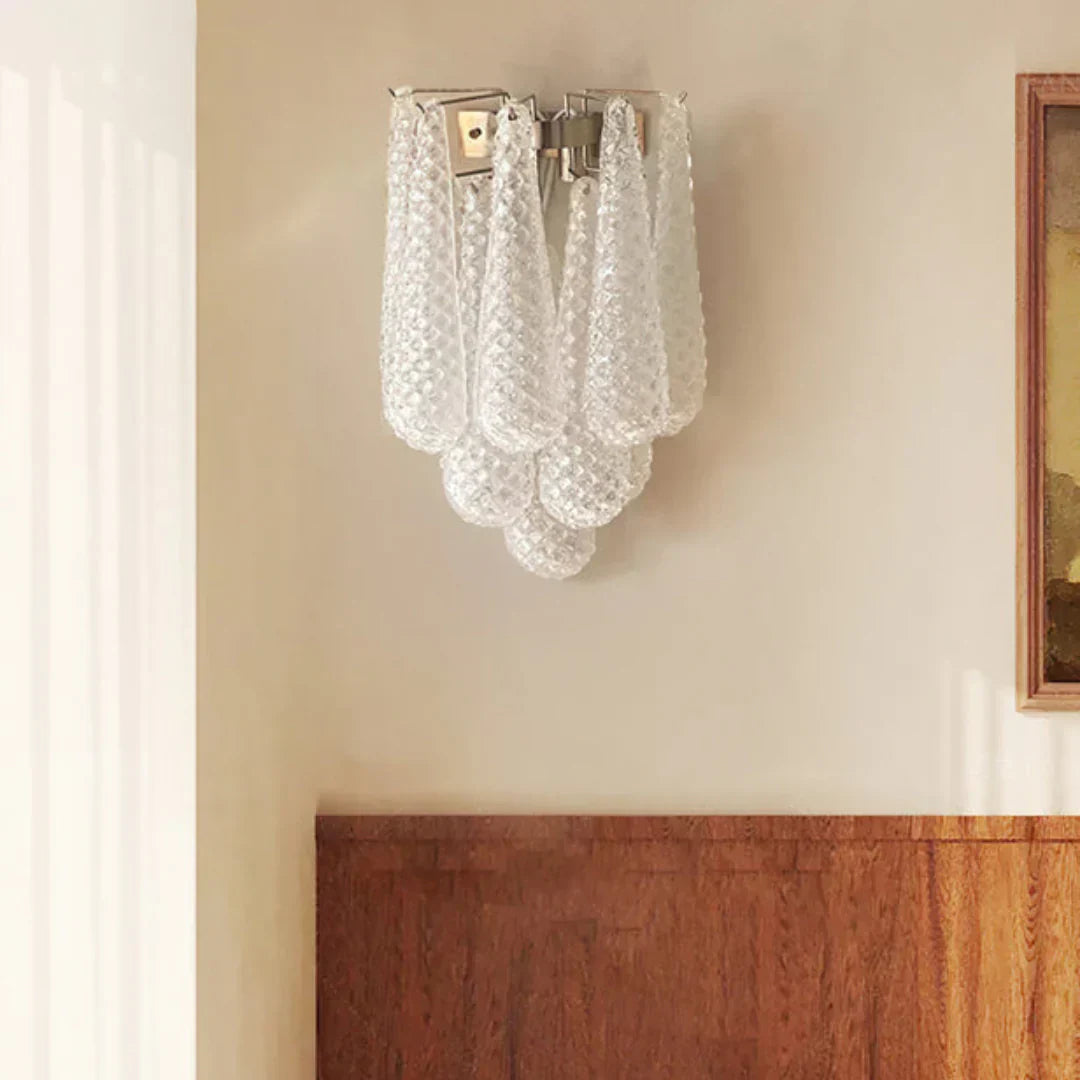 Murano Petals White Wall Light 13.4"-Wall Light-Dia 13.4″(34cm) x H 17.7″(45cm)-White-Blushlighting