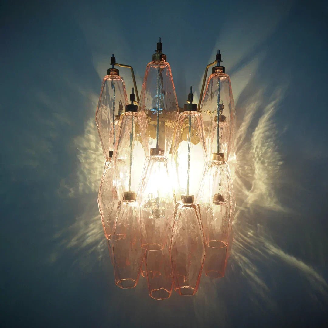 Murano Poliedri Pink Glass Wall Sconces - Dia 9.8″(25cm) x H 15.7″(40cm) Set Of 2PinkBlushlighting