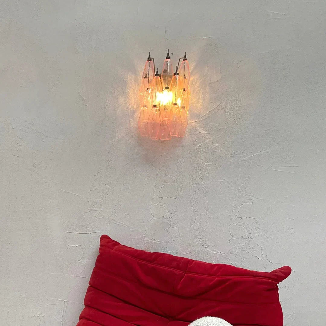 Murano Poliedri Pink Glass Wall Sconces - Dia 9.8″(25cm) x H 15.7″(40cm)PinkBlushlighting