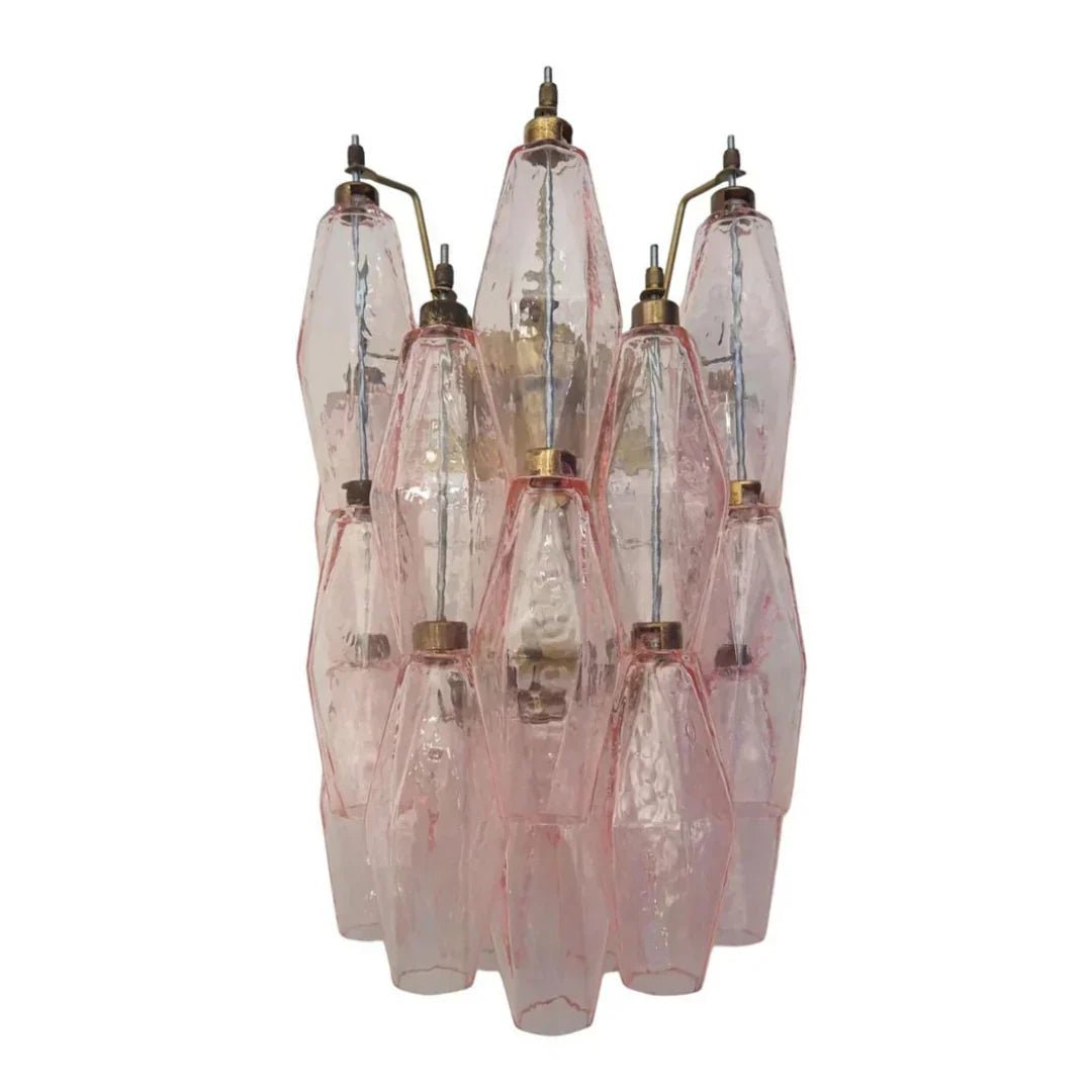 Murano Poliedri Pink Glass Wall Sconces - Dia 9.8″(25cm) x H 15.7″(40cm) Set Of 2PinkBlushlighting
