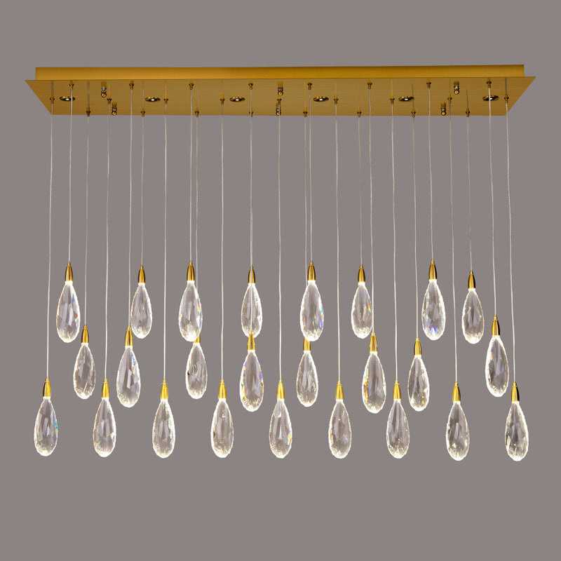 Naleya 31-Light Height Adjustable Rectangle Raindrop Chandelier for Dining Room-
