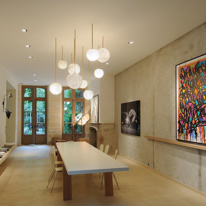 Nami Alabaster Sphere Staircase Chandelier,Multi Pendant Light-chandeliers for dining room,chandeliers for stairways,chandeliers for foyer,chandeliers for bedrooms,chandeliers for kitchen,chandeliers for living room-Blushlighting