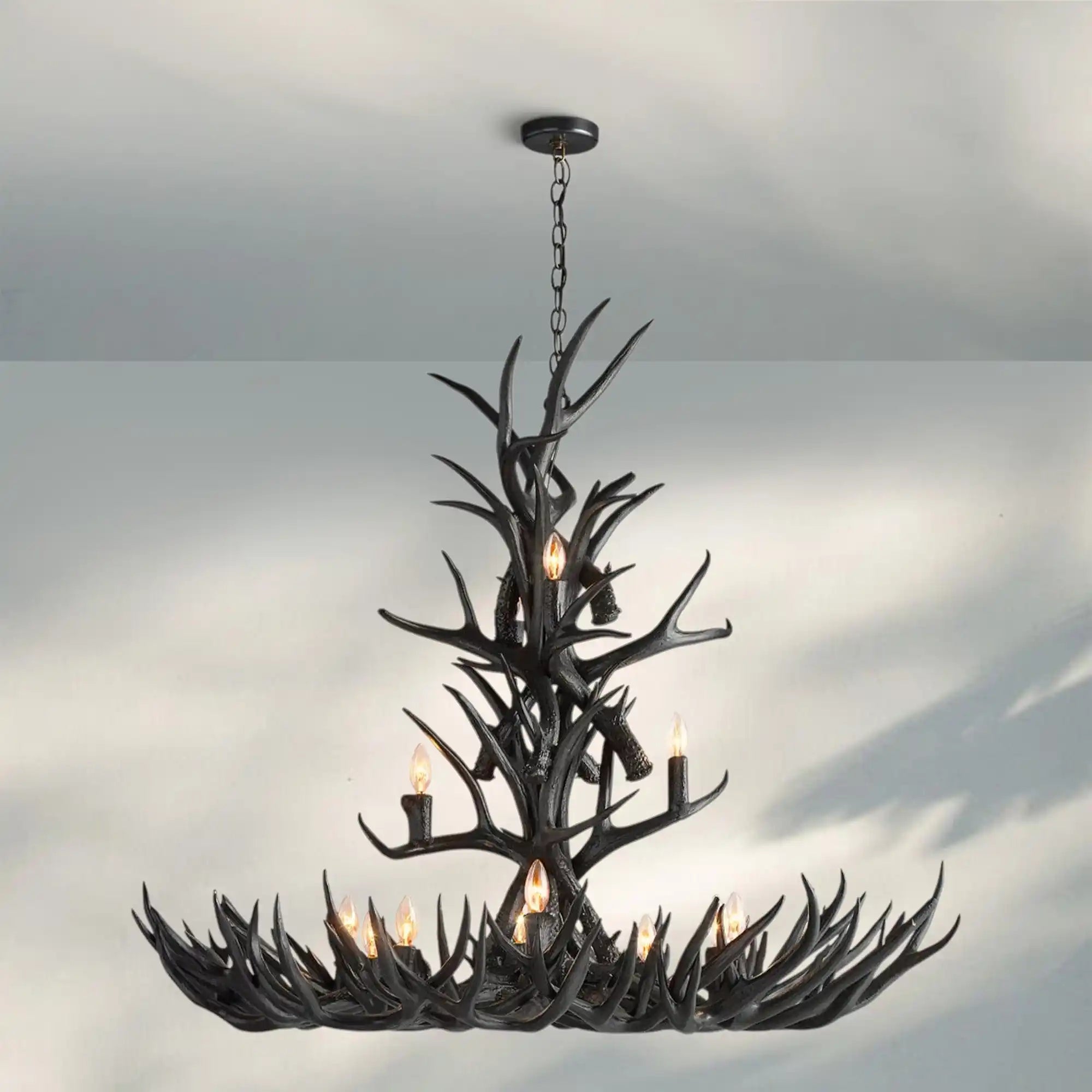 Natural Antler Chandelier 48" - BlackBlushlighting