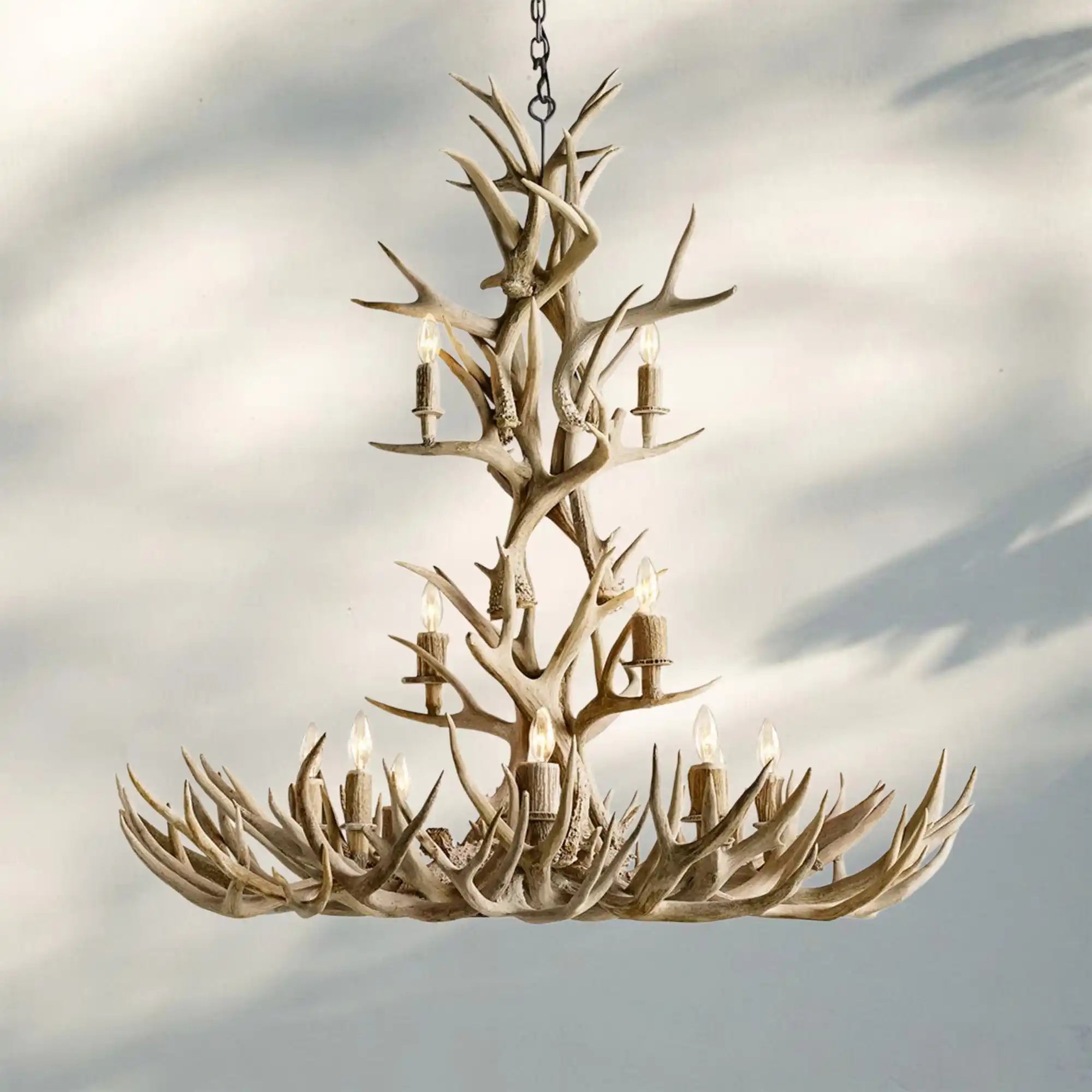 Natural Antler Chandelier 48" - NaturalBlushlighting