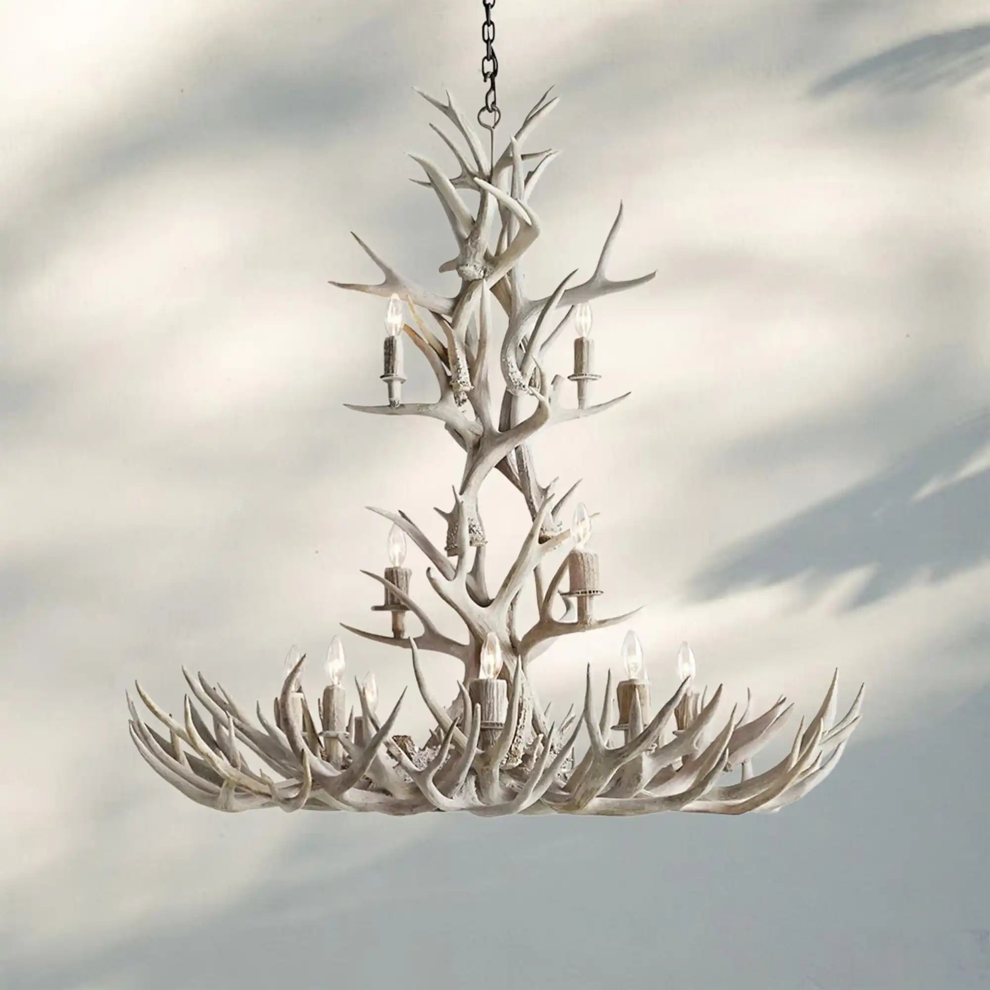 Natural Antler Chandelier 48" - Sun - bleachedBlushlighting
