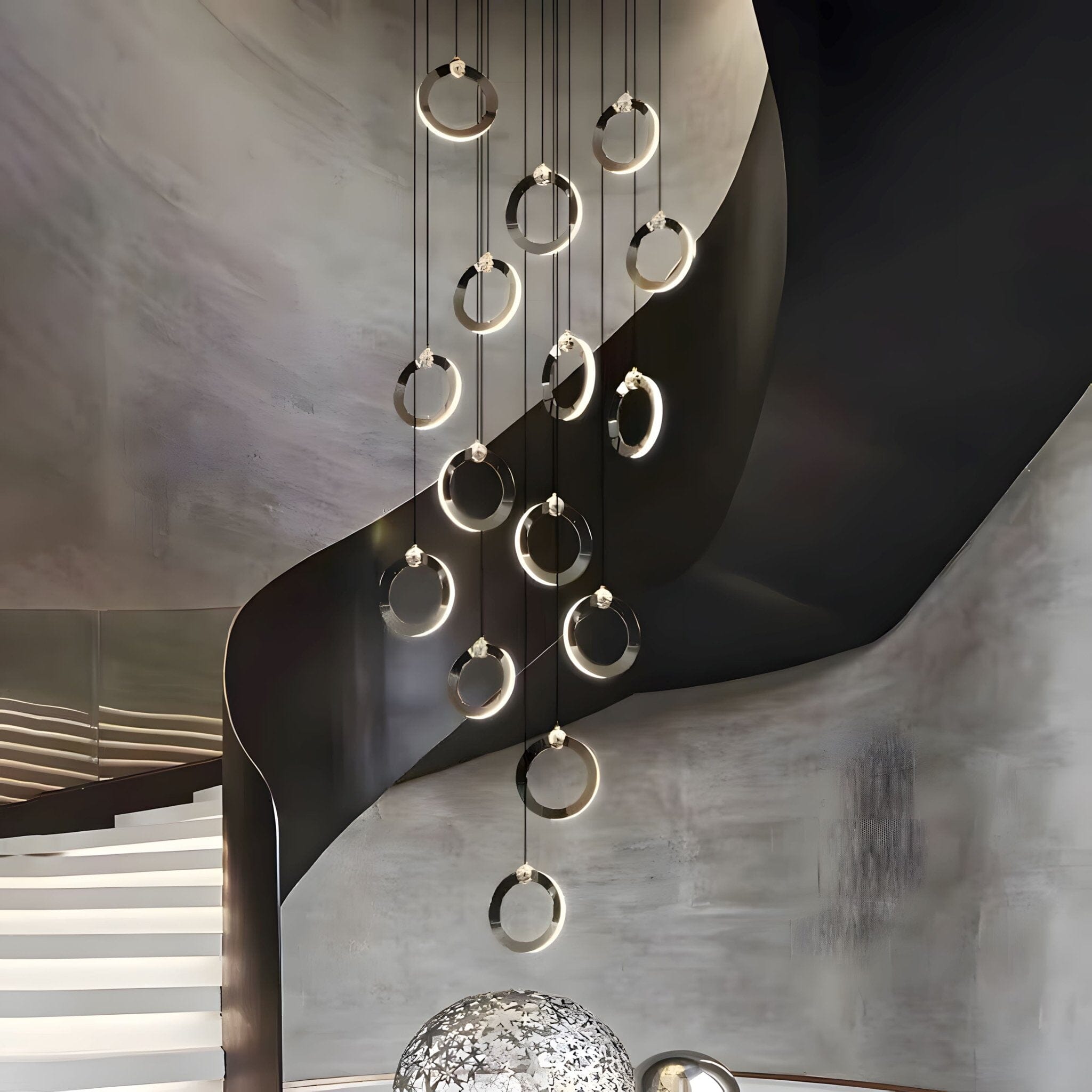 NEBULA Chandelier - 1 ring - 6.6" x 60" / 17cm x 150cm - 8WCool Light (6000K)Blushlighting
