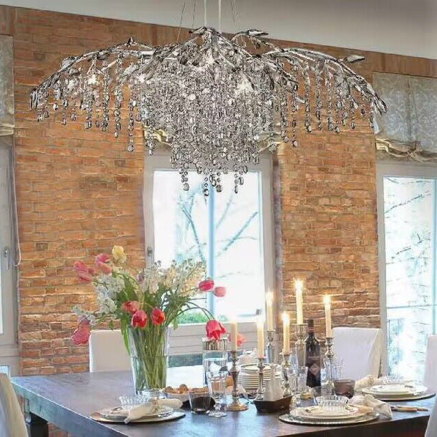 New Luxury Branch Crystal Pendant Chandelier Designer Creative Art Dining Room/Living Room Light Fixture-Chandeliers-L74.8"*W29.52"*H23.0"-Chrome-Warm Light-Blushlighting