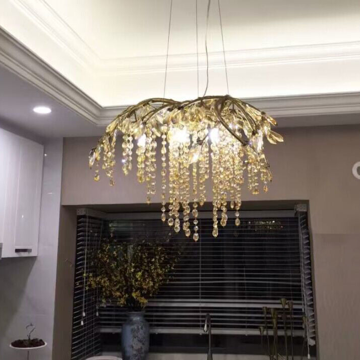 New Luxury Branch Crystal Pendant Chandelier Designer Creative Art Dining Room/Living Room Light Fixture-Chandeliers-L26.8"*W29.52"*H14.2"-Gold-Warm Light-Blushlighting