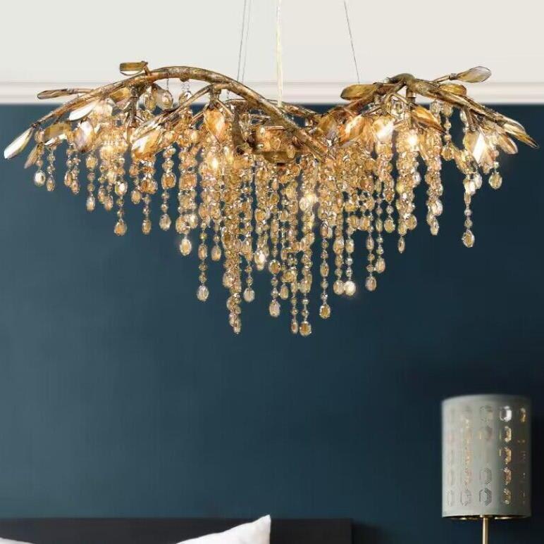 New Luxury Branch Crystal Pendant Chandelier Designer Creative Art Dining Room/Living Room Light Fixture - L74.8"*W29.52"*H23.0"GoldWarm LightBlushlighting