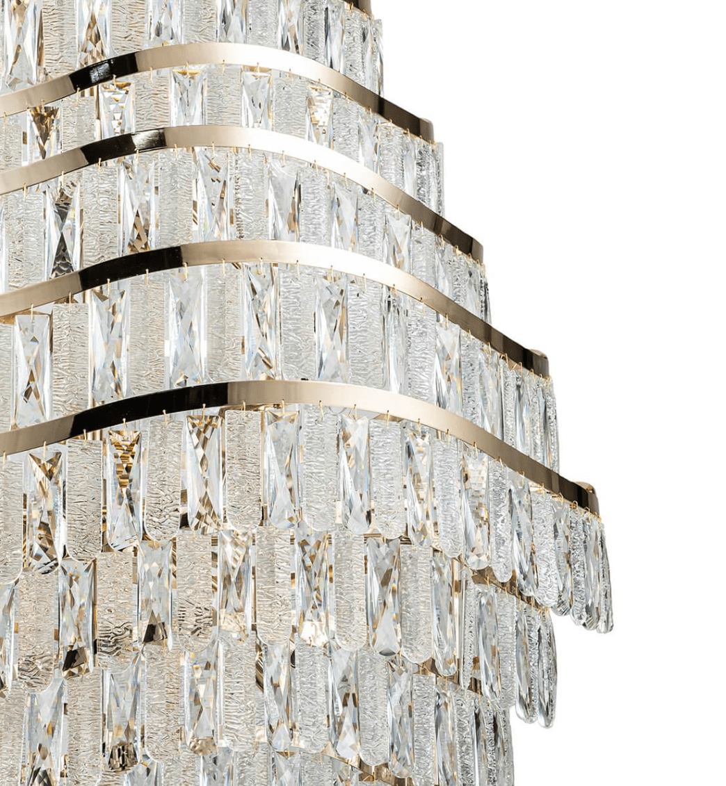 New Luxury Wavy Multi-tiered Crystal Chandelier for Living Room - 22 Lights/D39.4"*H74.4"Blushlighting
