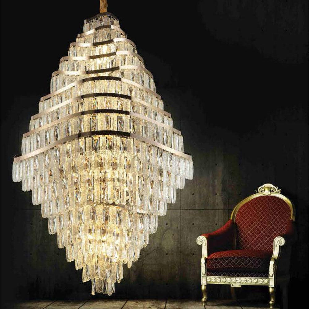New Luxury Wavy Multi-tiered Crystal Chandelier for Living Room - 22 Lights/D39.4"*H74.4"Blushlighting