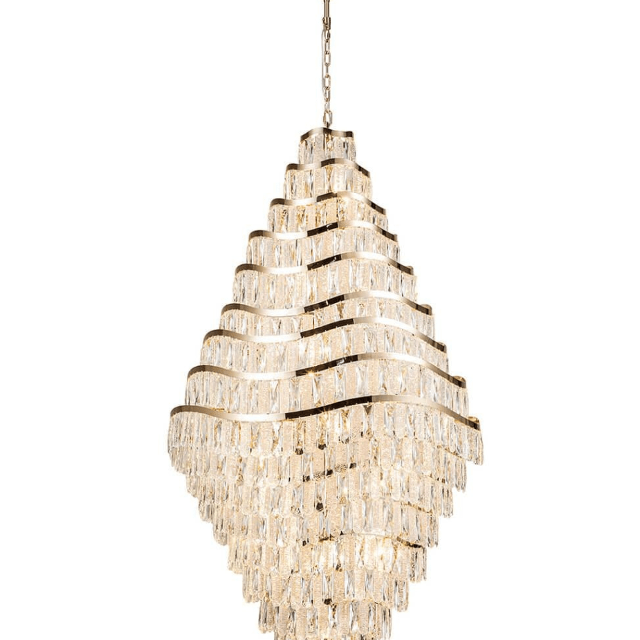 New Luxury Wavy Multi-tiered Crystal Chandelier for Living Room - 22 Lights/D39.4"*H74.4"Blushlighting