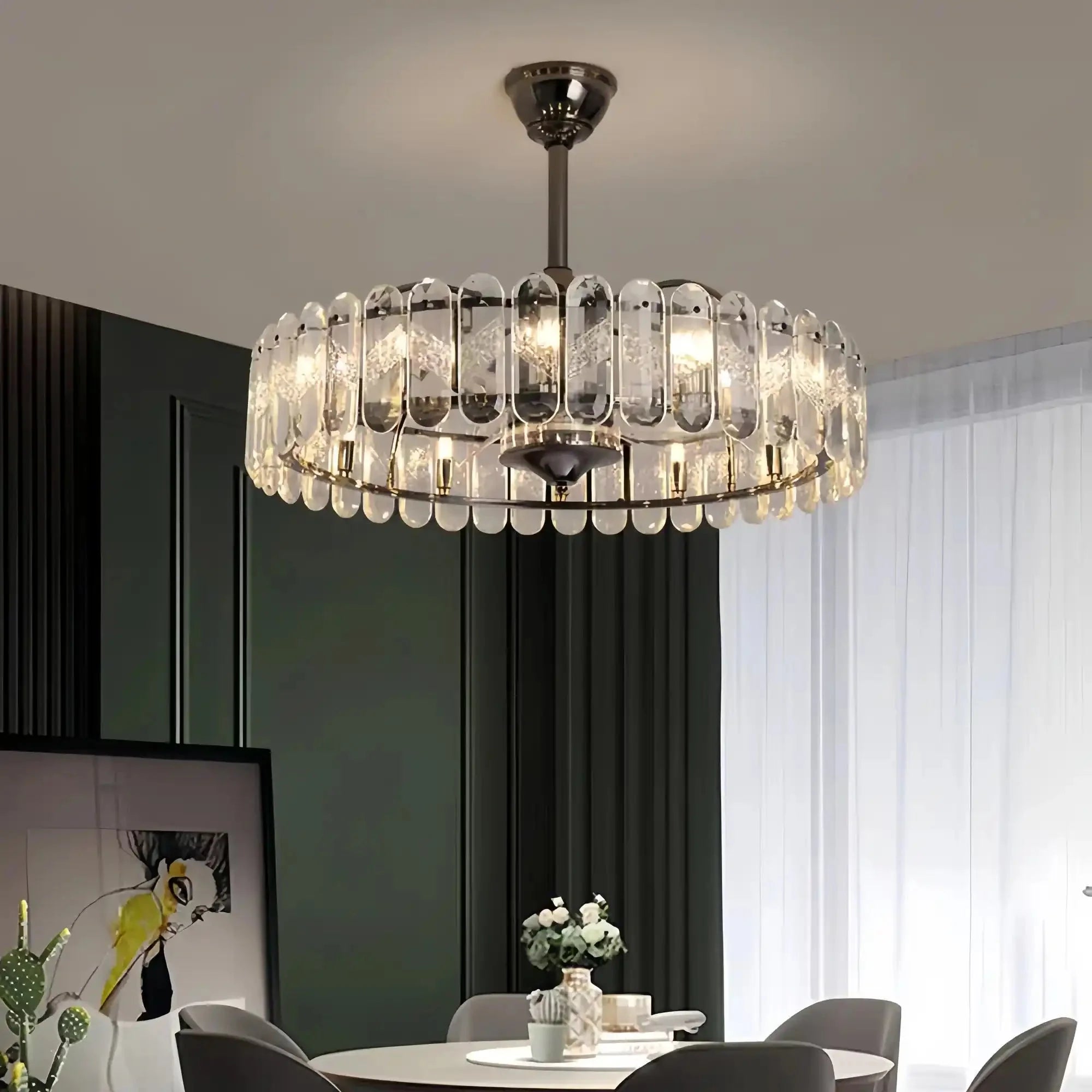 New Modern Invisible Fan Light Candle Crystal Chandelier - Blushlighting