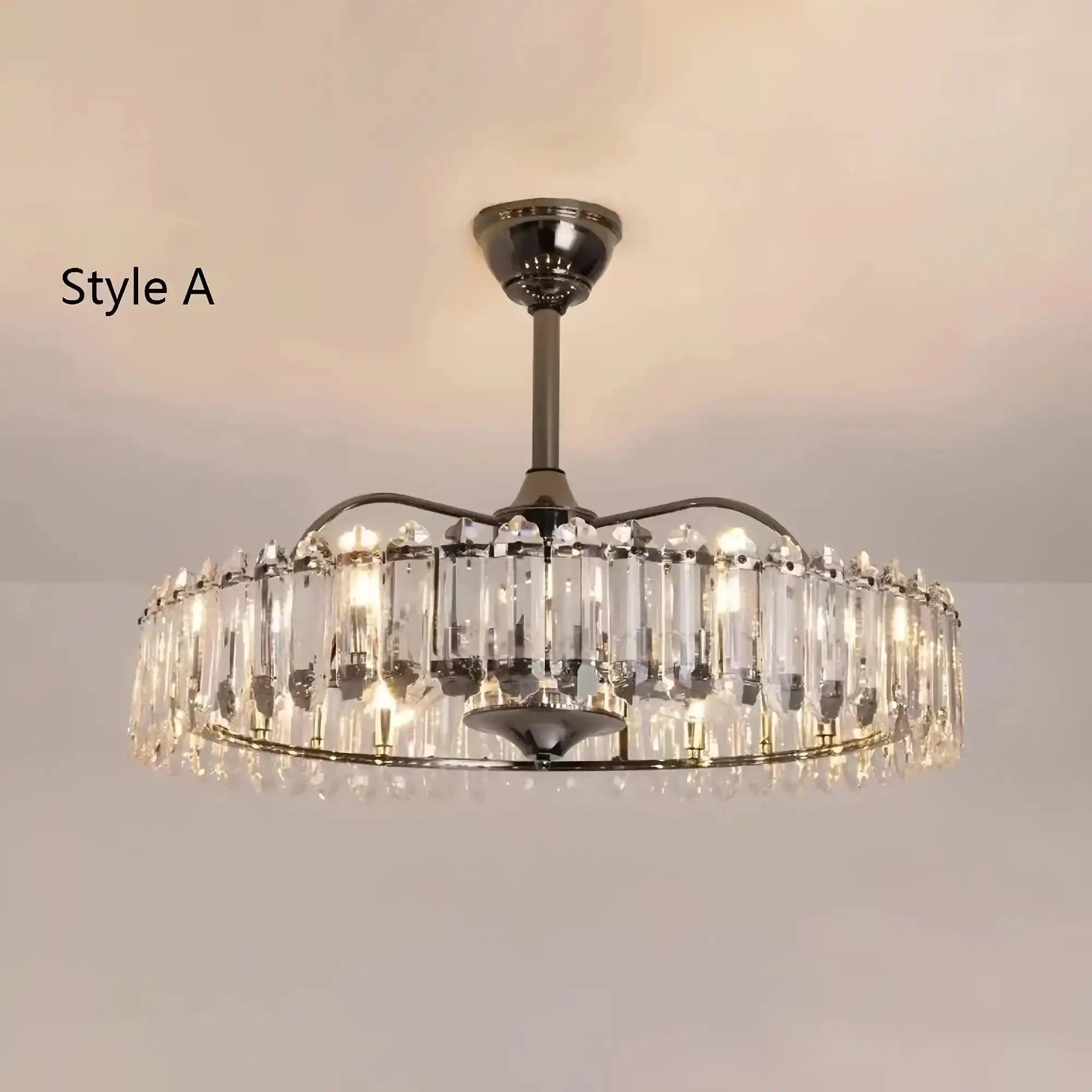 New Modern Invisible Fan Light Candle Crystal Chandelier - Style A: D26.0"Three - Color Light (Warm/White/Natural)Blushlighting