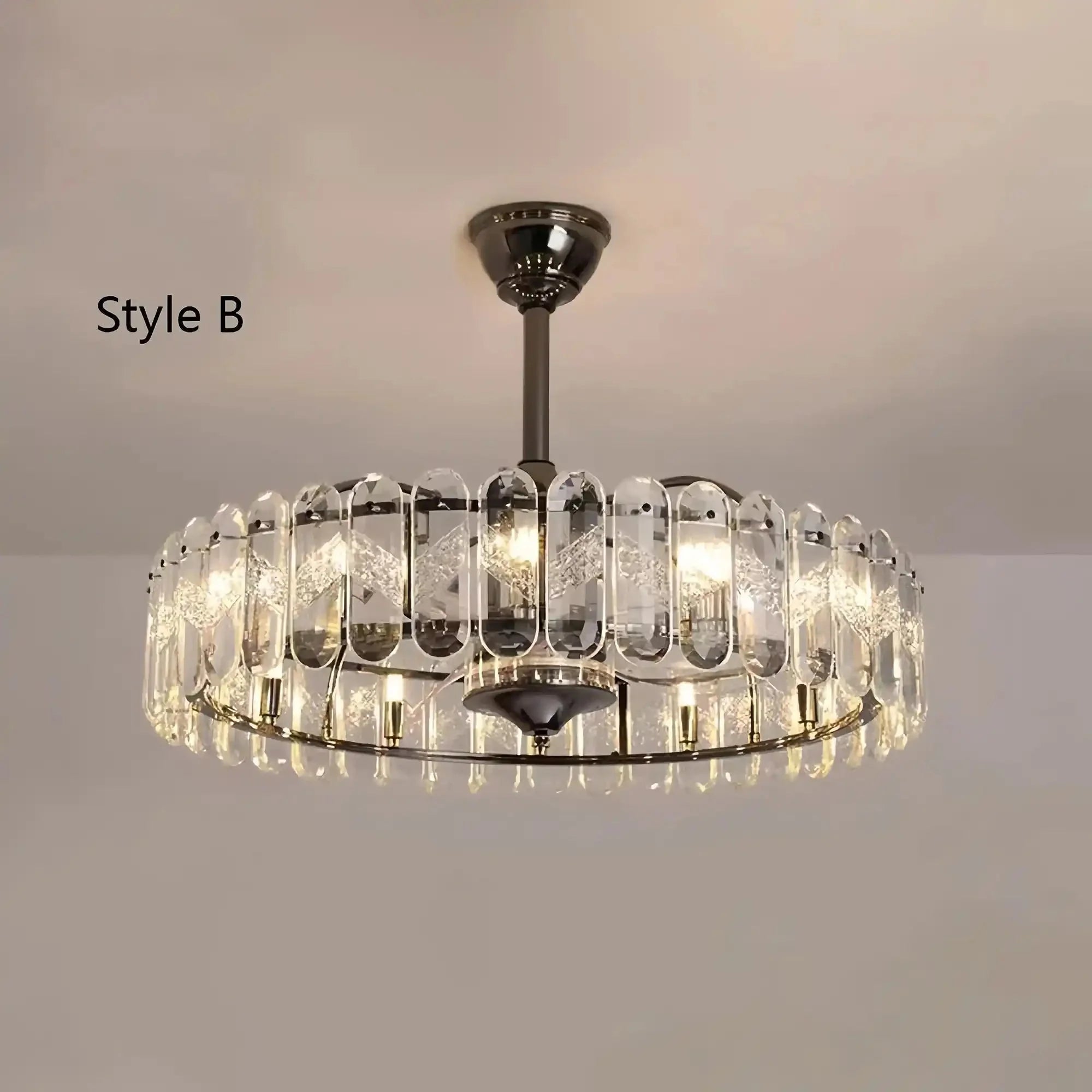 New Modern Invisible Fan Light Candle Crystal Chandelier - Style B: D26.0"Three - Color Light (Warm/White/Natural)Blushlighting
