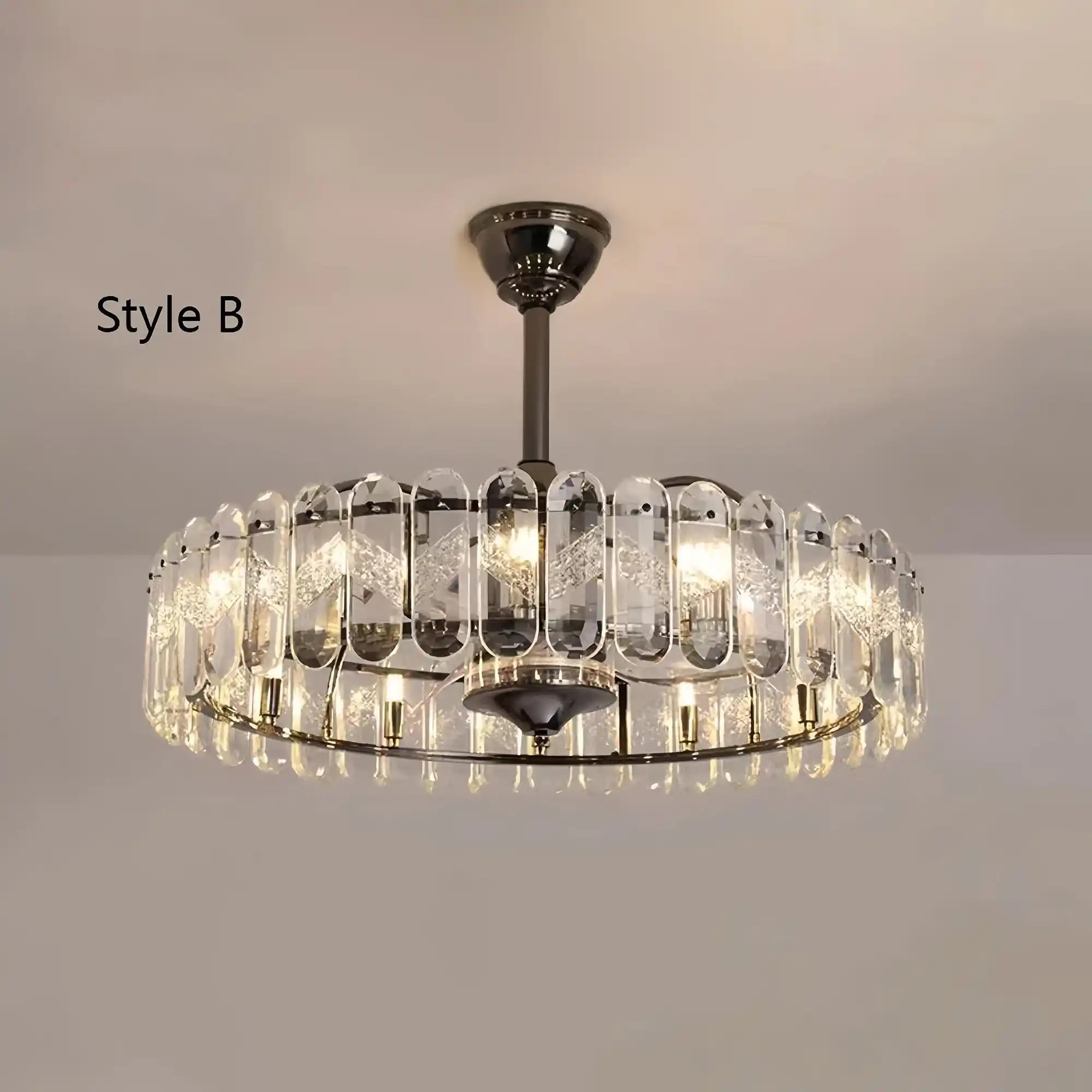 New Modern Invisible Fan Light Candle Crystal Chandelier - Blushlighting