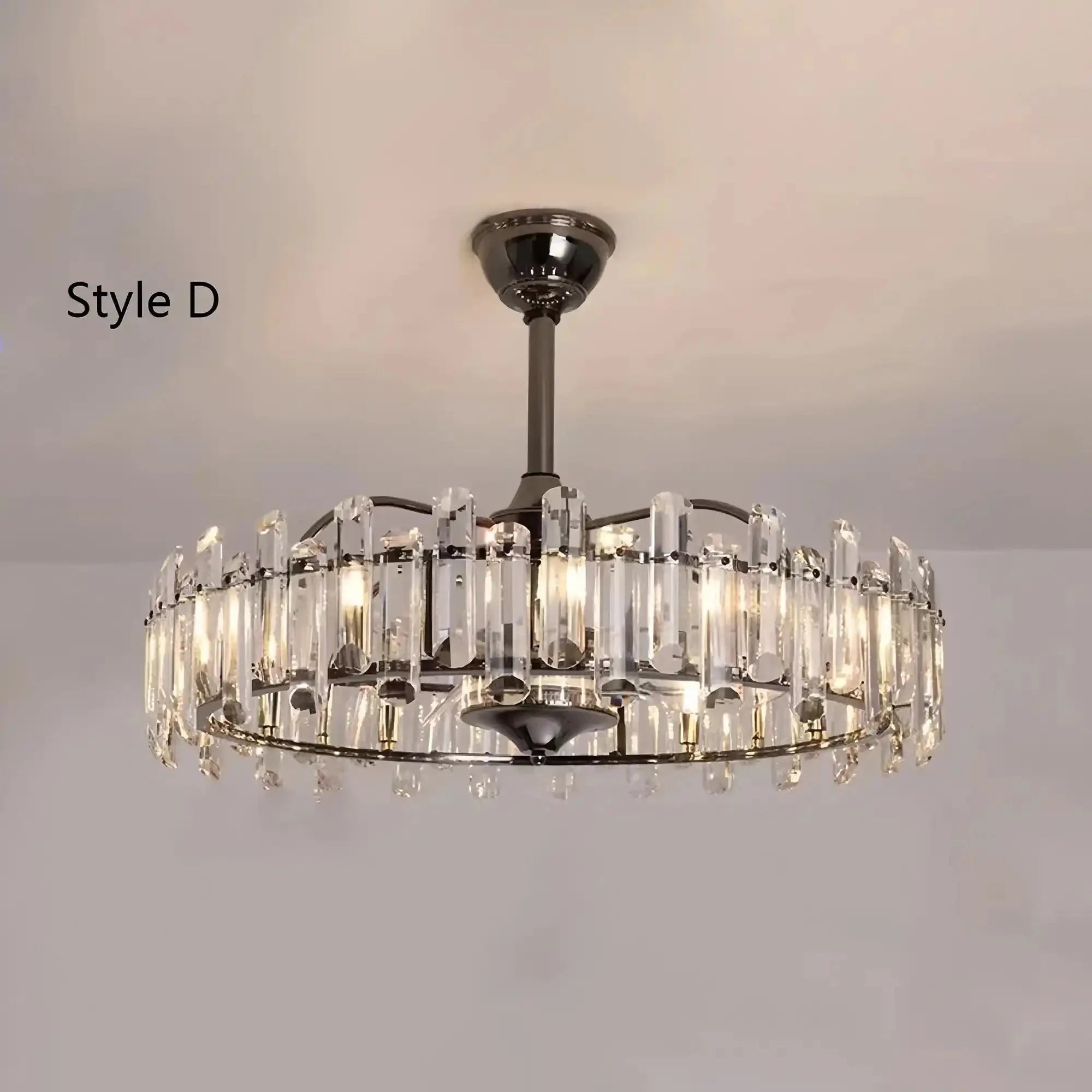 New Modern Invisible Fan Light Candle Crystal Chandelier - Style D: D26.0"Three - Color Light (Warm/White/Natural)Blushlighting