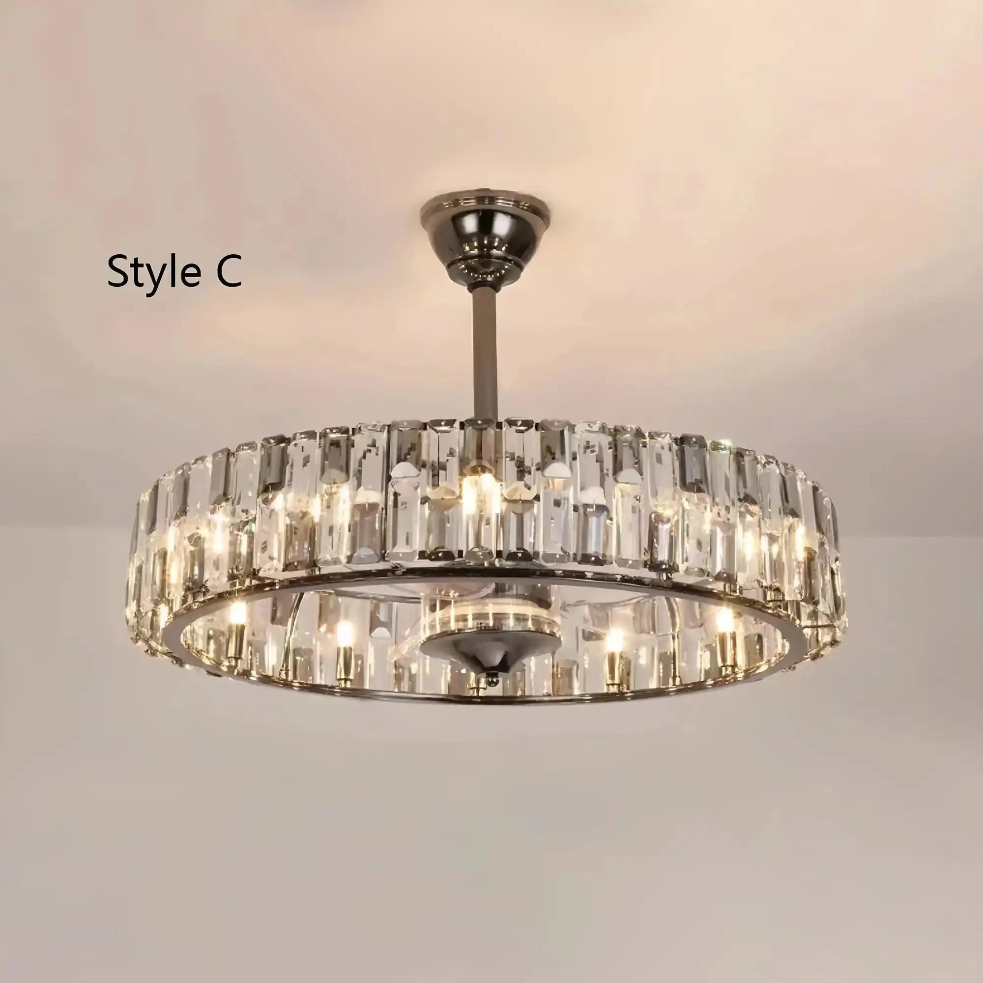 New Modern Invisible Fan Light Candle Crystal Chandelier - Blushlighting