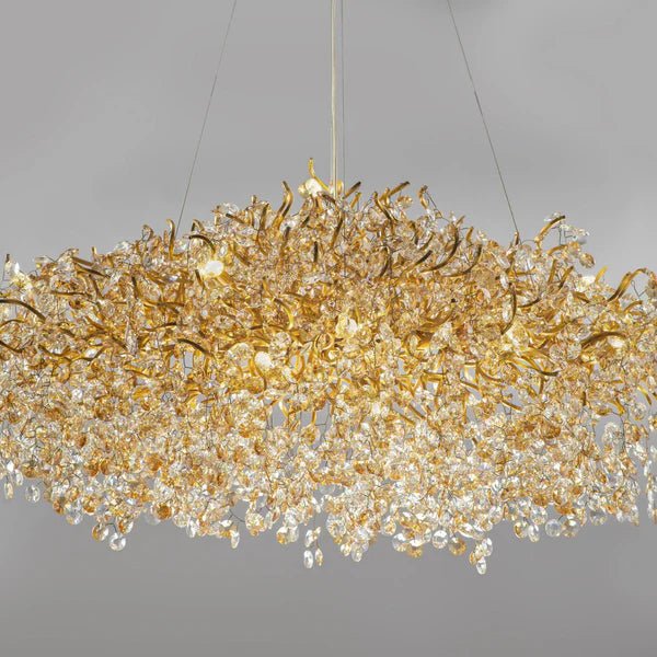 New Modern Light Luxury Branch Crystal Chandelier for Dining /Living Room - Oval: L47.2"*H27.6"Warm LightBlushlighting