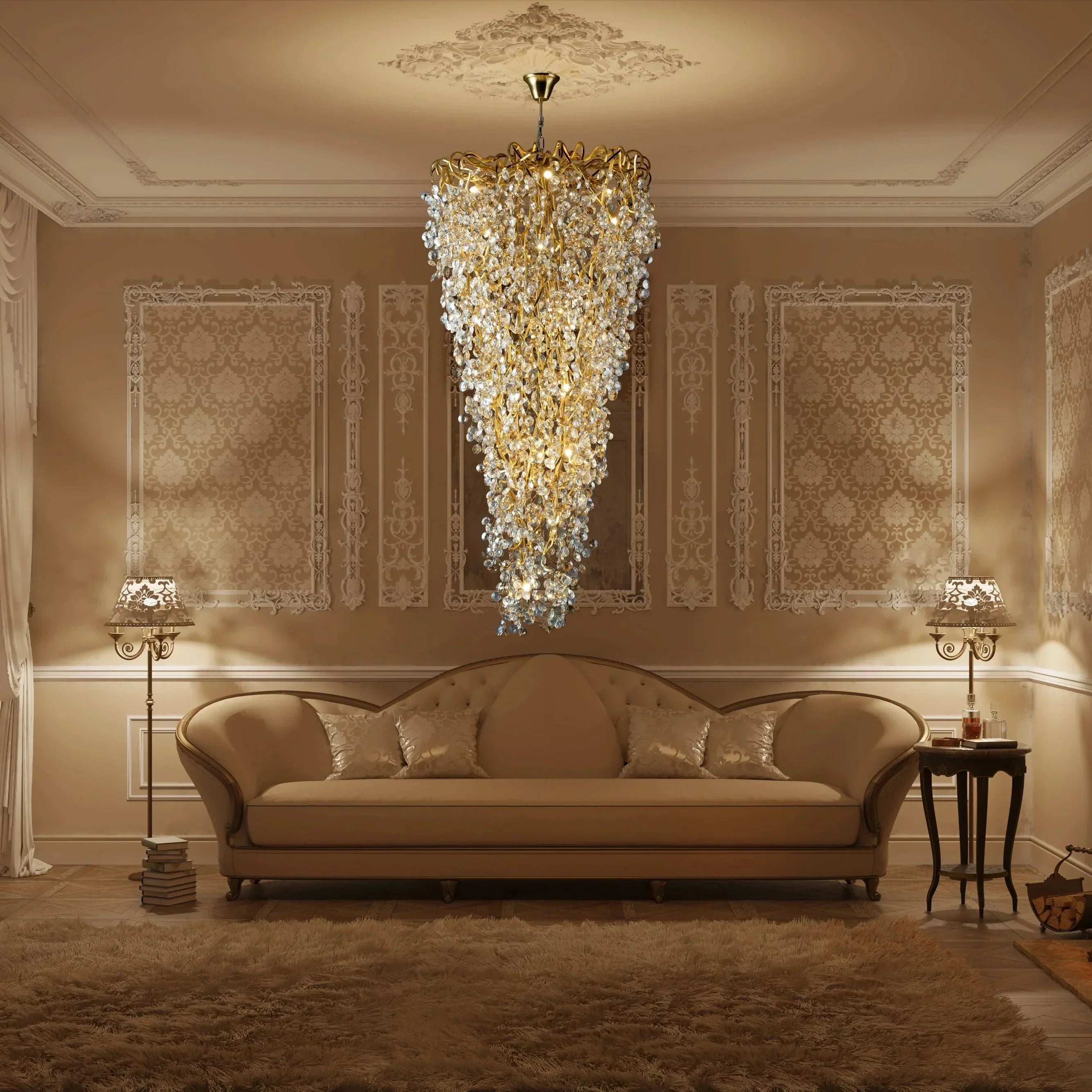 New Modern Light Luxury Branch Crystal Chandelier for Dining /Living Room - Oval: L47.2"*H27.6"Warm LightBlushlighting