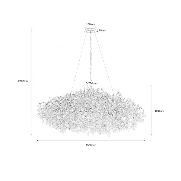New Modern Light Luxury Branch Crystal Chandelier for Dining /Living Room - Oval: L47.2"*H27.6"Warm LightBlushlighting