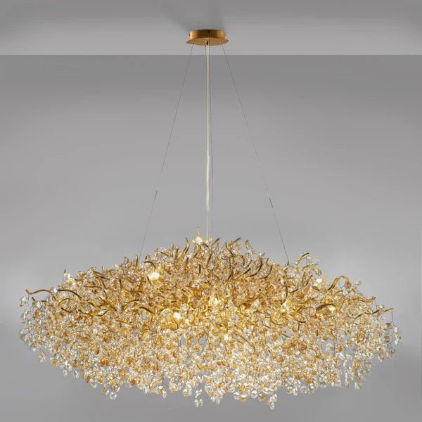 New Modern Light Luxury Branch Crystal Chandelier for Dining /Living Room - Oval: L47.2"*H27.6"Warm LightBlushlighting