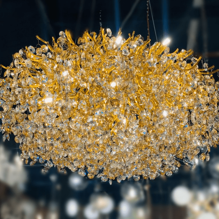 New Modern Light Luxury Branch Crystal Chandelier for Dining /Living Room - Oval: L47.2"*H27.6"Warm LightBlushlighting