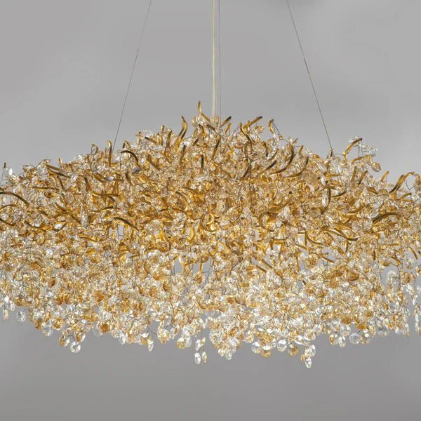 New Modern Light Luxury Branch Crystal Chandelier for Dining /Living Room - Oval: L47.2"*H27.6"Warm LightBlushlighting
