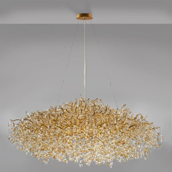 New Modern Light Luxury Branch Crystal Chandelier for Dining /Living Room - Oval: L47.2"*H27.6"Warm LightBlushlighting