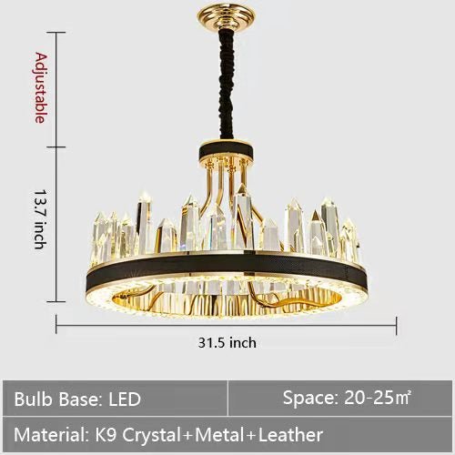 New Style Iceberg Crystal Chandelier For Living Room Modern Black Crown Ceiling Lighting Fixture - Rectangle L31.5"*W13.8"*H13.8"Warm LightBlushlighting