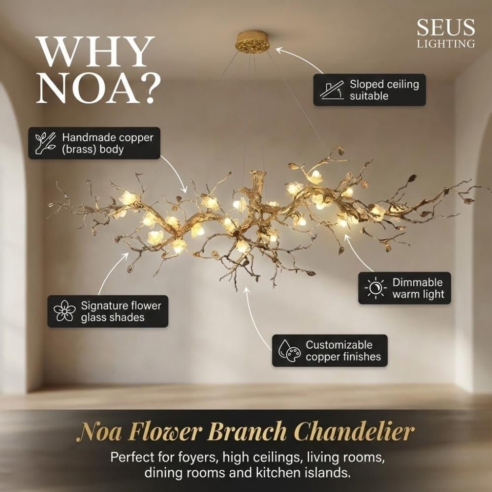 Noa Flower Branch Chandelier - L47.24” (120 cm)Warm White 3000KBlushlighting