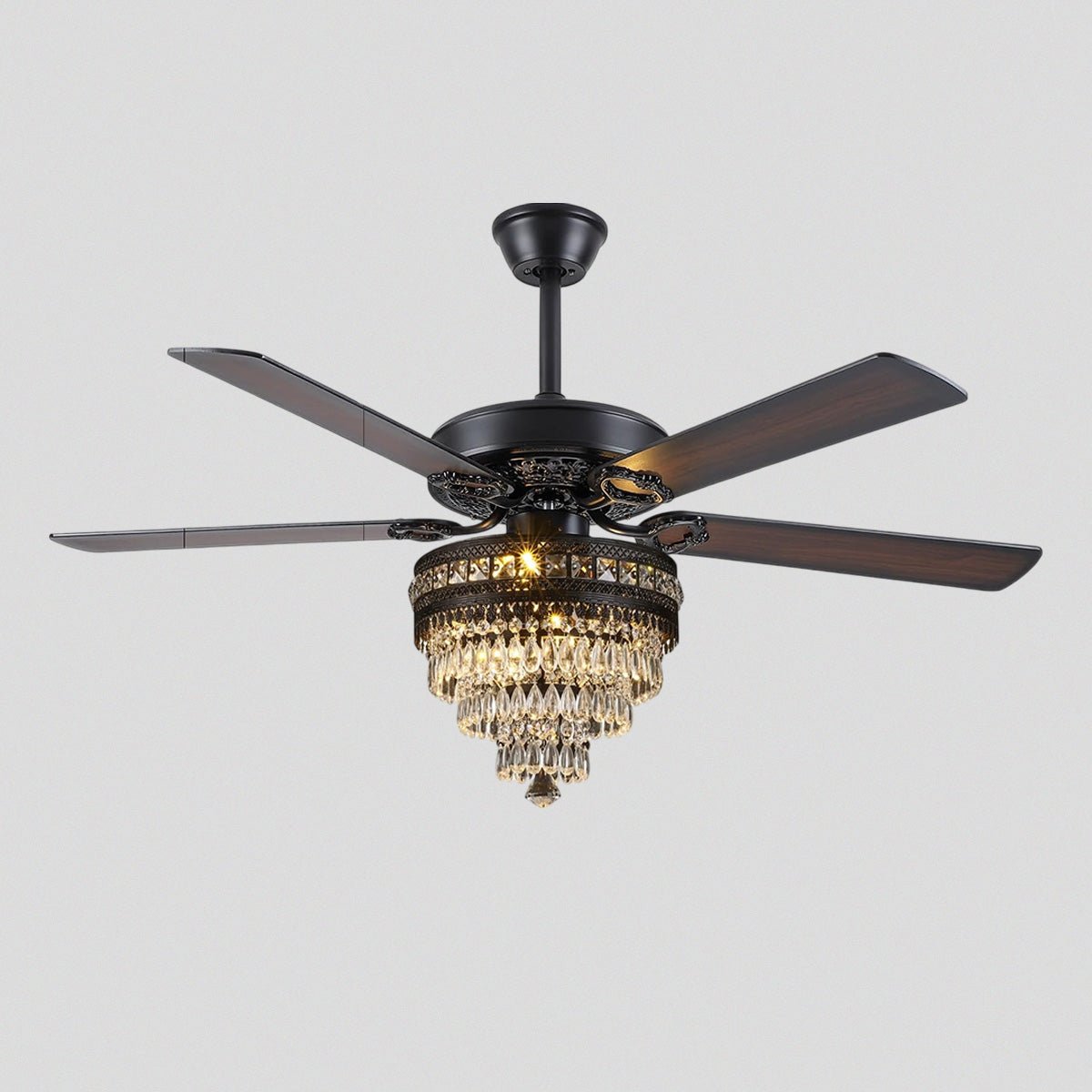 Noiseless Crystal Ceiling Fan Fandelier with Lights 52" - BlackBlushlighting