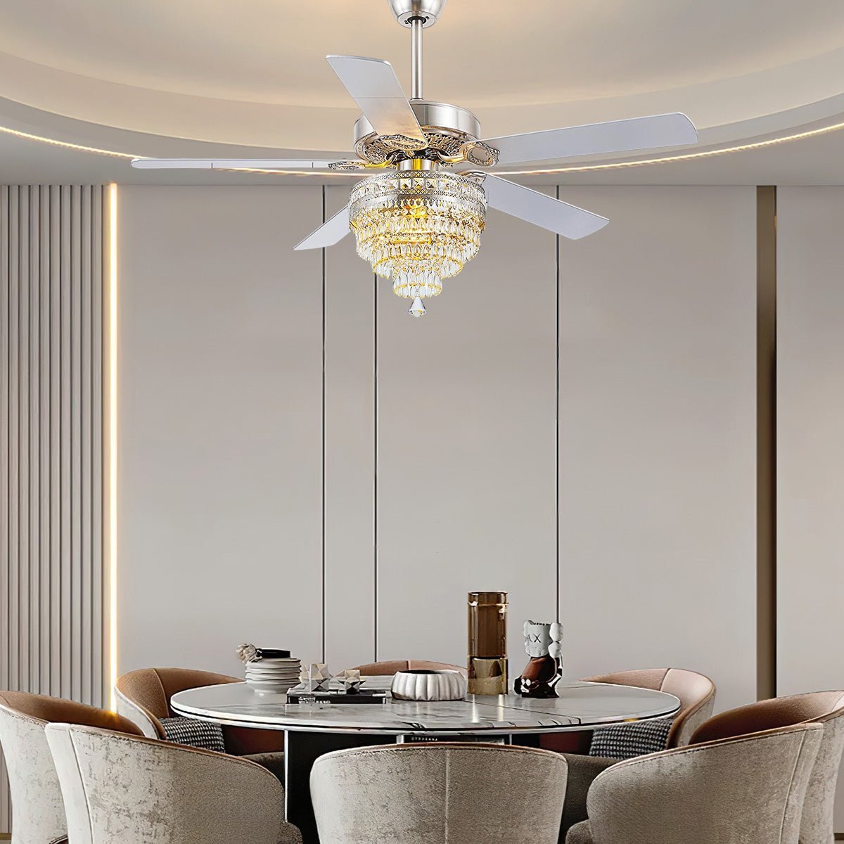 Noiseless Crystal Ceiling Fan Fandelier with Lights 52" - BlackBlushlighting