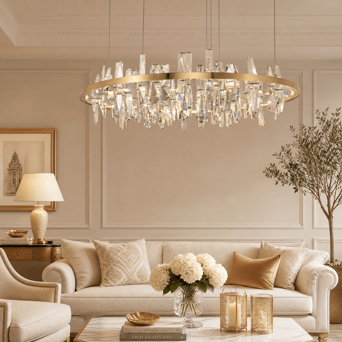 Nora Round Crystal Pendant Light - Ø31.5" × H9.8" (Ø80 × H25 cm)Blushlighting