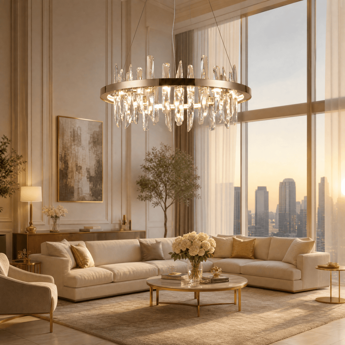 Nora Round Crystal Pendant Light - Ø23.6" × H9.8" (Ø60 × H25 cm)Blushlighting