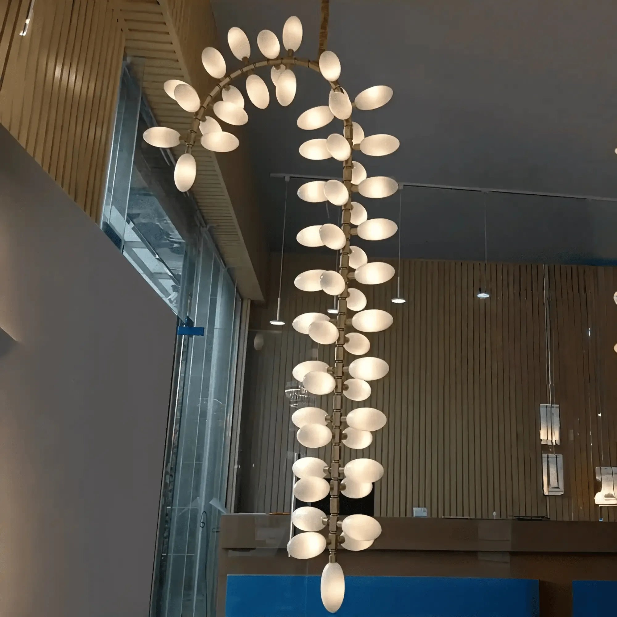 Nordic Art Long Magnolia alba Glass Ceiling Chandelier for Staircase/Hallway/Entryway Light Fixture-Chandeliers-Blushlighting-Blushlighting