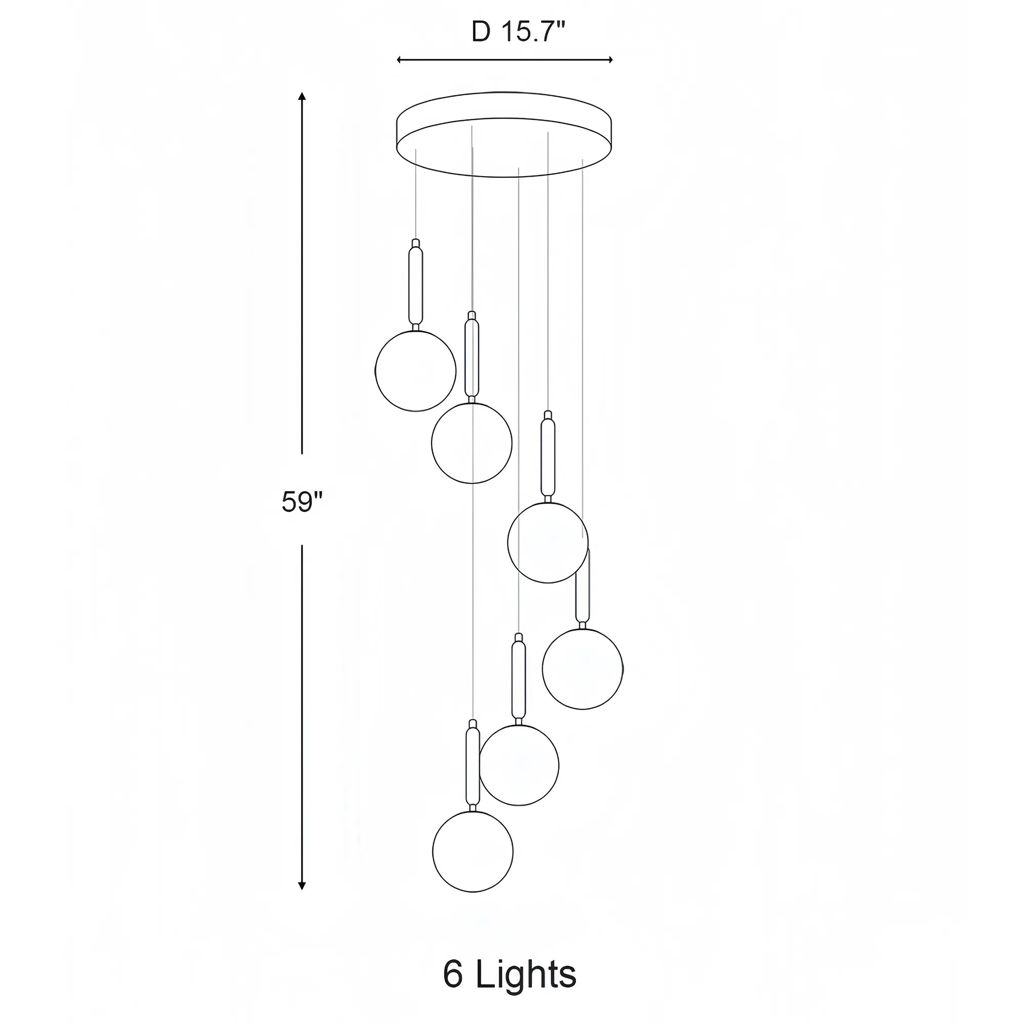 Nordic Extra Large Minimalist Long Pendant Light for High Ceiling Staircase - 12 Lights/ D25.6"*H98.4"BlackWarm LightBlushlighting