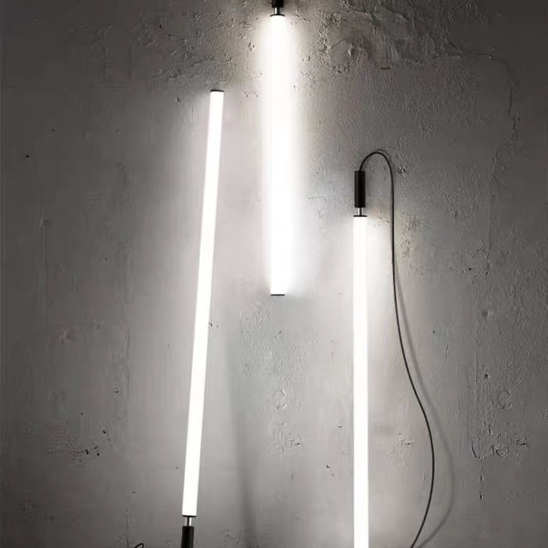 Nordic Fashion Minimalist Black Straight Pendant Chandelier for Bedside/Staircase/Loft/Duplex - Small: 17 LightsWarm LightBlushlighting