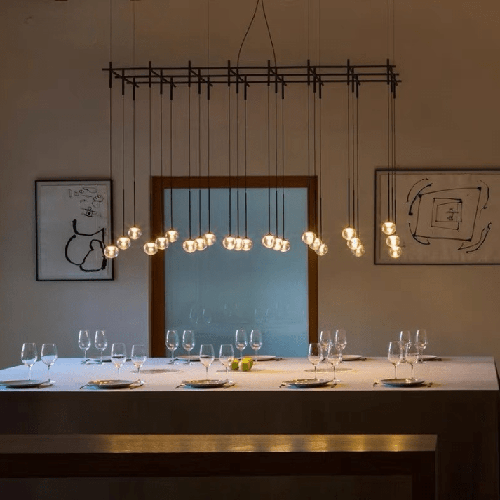 Nordic Minimalist Clear Ribbed Glass Globe Pendant Light - One LightMatte BlackWarm LightBlushlighting