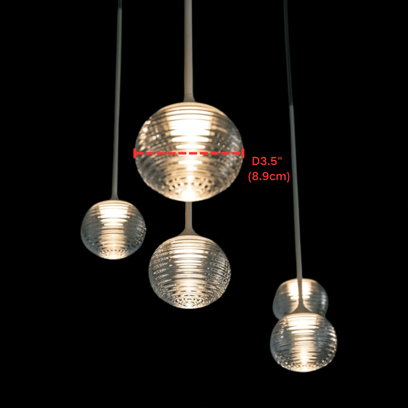 Nordic Minimalist Clear Ribbed Glass Globe Pendant Light - One LightMatte BlackWarm LightBlushlighting