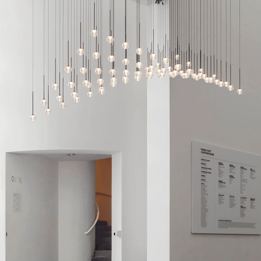 Nordic Minimalist Clear Ribbed Glass Globe Pendant Light - One LightMatte BlackWarm LightBlushlighting
