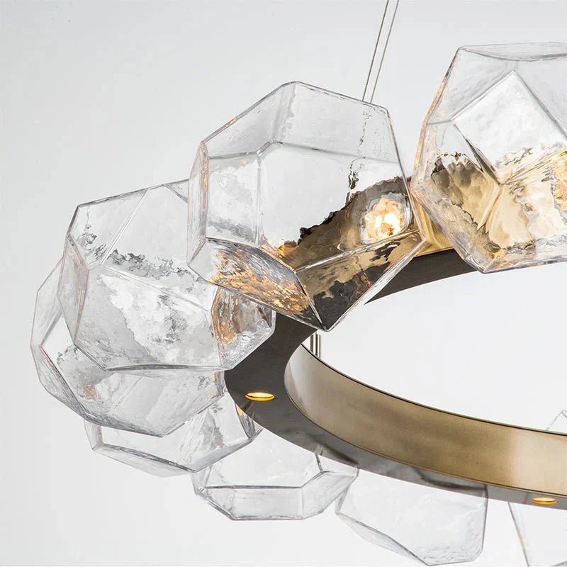 Nordic Minimalist Glass Circle Art Chandelier for Living/Dining Room/Bedroom - D31.5"BronzeWarm LightBlushlighting