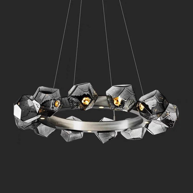 Nordic Minimalist Glass Circle Art Chandelier for Living/Dining Room/Bedroom - Blushlighting