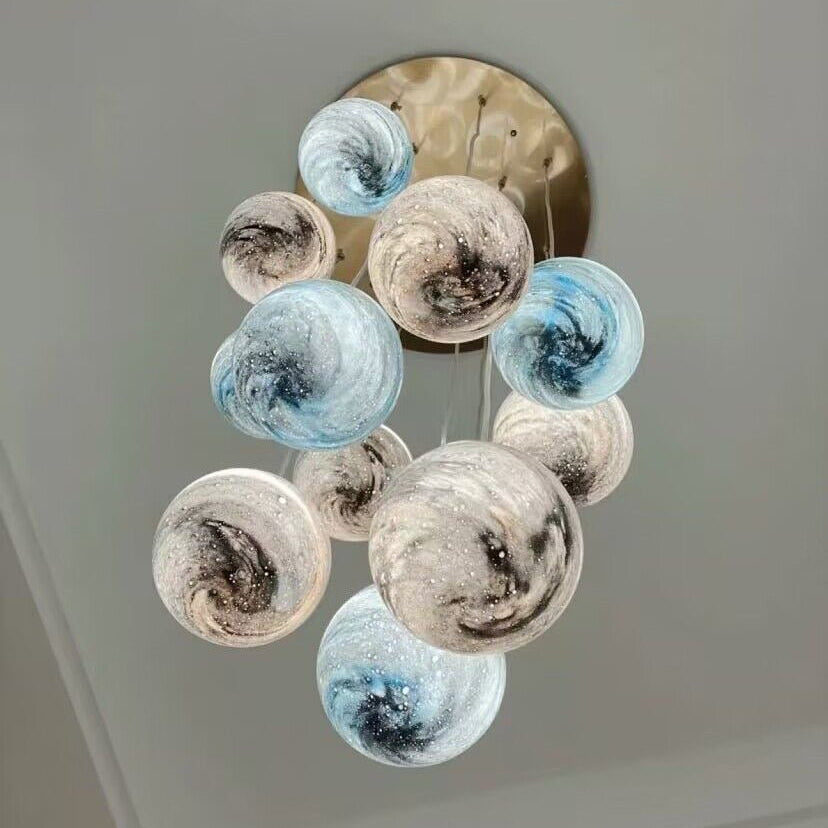 Nordic Planet Creative Long Ball Pendant Chandelier Staircase Foyer - 24 Lights: D31.5"*H157.5"Blushlighting