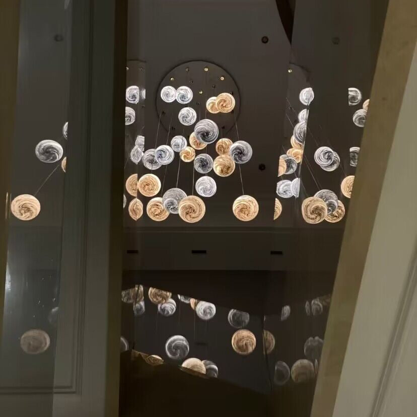 Nordic Planet Creative Long Ball Pendant Chandelier Staircase Foyer - 15 Lights: D23.6"*H98.4"Blushlighting