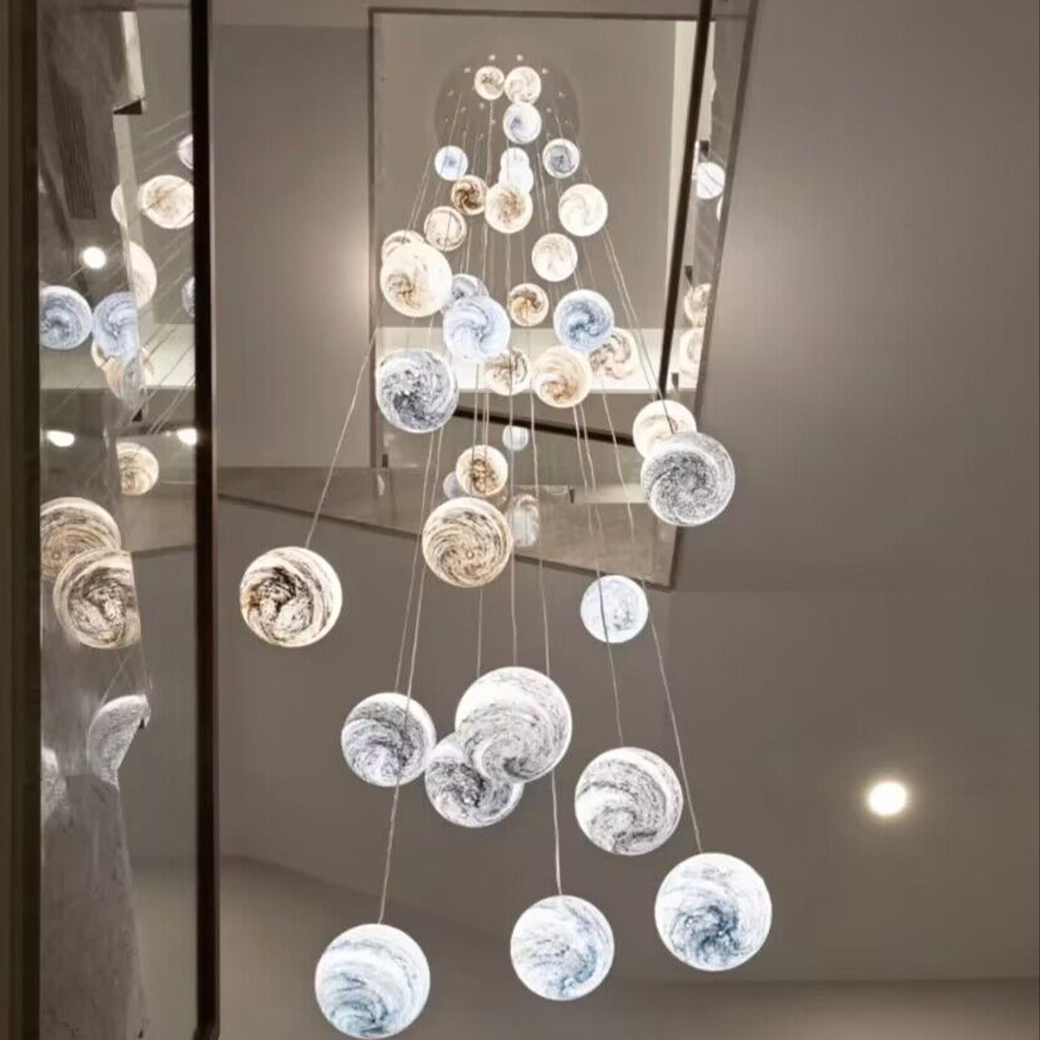 Nordic Planet Creative Long Ball Pendant Chandelier Staircase Foyer - 6 Lights: D11.8"*H78.7"Blushlighting
