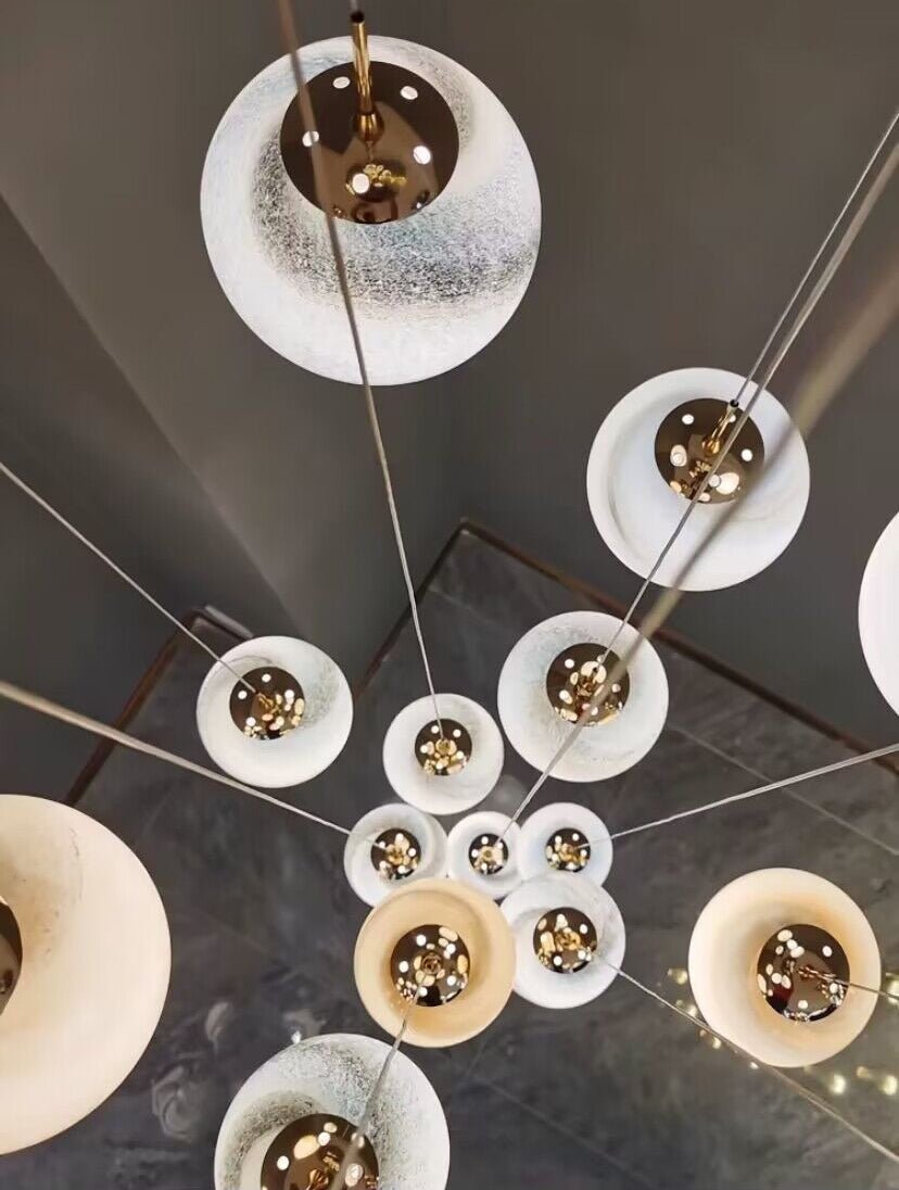 Nordic Planet Creative Long Ball Pendant Chandelier Staircase Foyer - 6 Lights: D11.8"*H78.7"Blushlighting